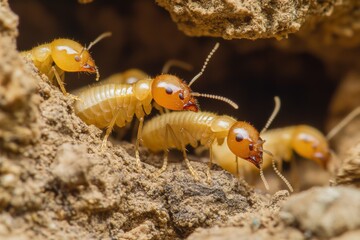 Close-up of Termites Working Together in Their Natural Habitat