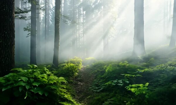 summer fog in the forest