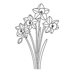 Delicate Violet Flower Line Art Vector | Coloring Page Design