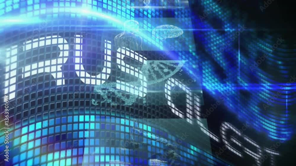Poster digital animation of globe with binary code highlighting cybersecurity threat in school