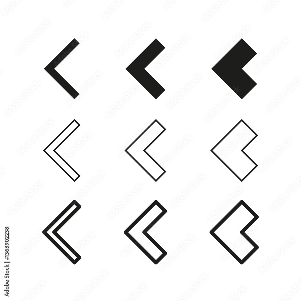 Poster arrow icon set. simple black design. vector graphic shapes. clean minimal style.