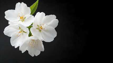 Pixelated White Cherry Blossoms on Black Background