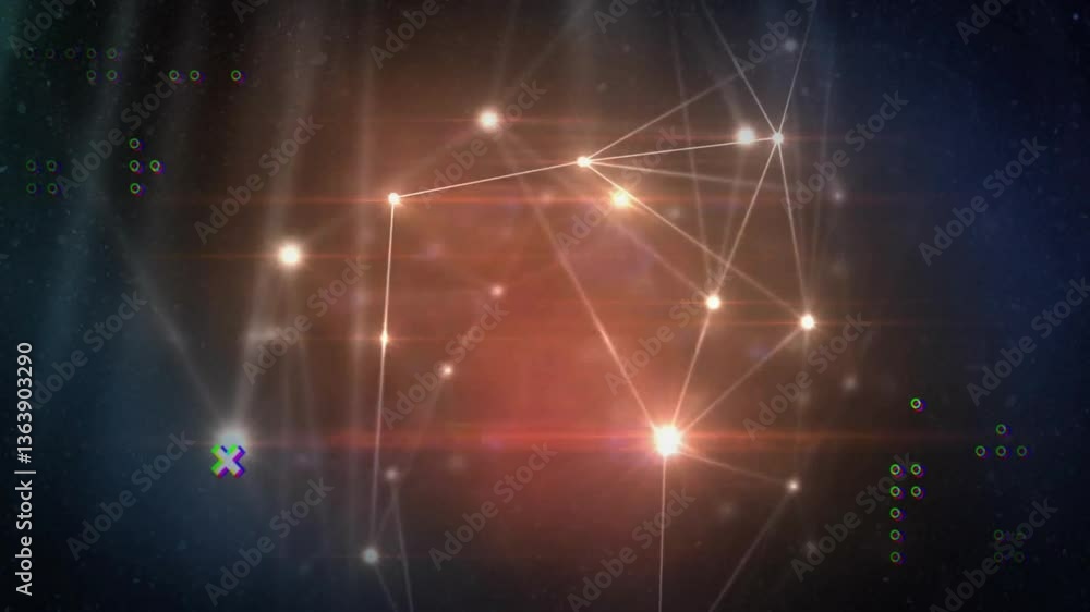 Poster animation of glowing network nodes and lines over dark abstract background