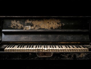 Piano keys in black and white with chromatic aberration effect