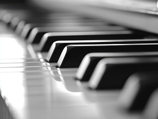 Piano keys in black and white with chromatic aberration effect