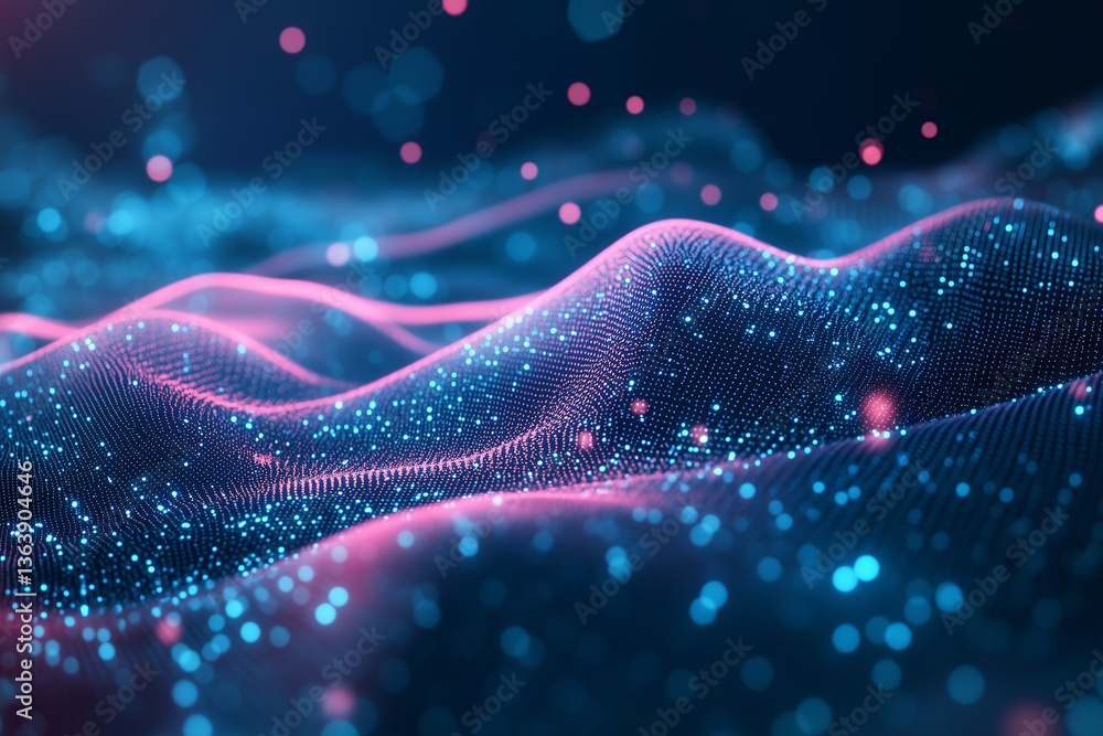 Aufkleber abstract data wave with glowing particles for technology backgrounds