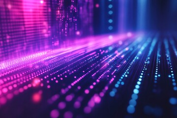 Futuristic holographic interface with glowing light elements in a cyberpunk aesthetic setting at night