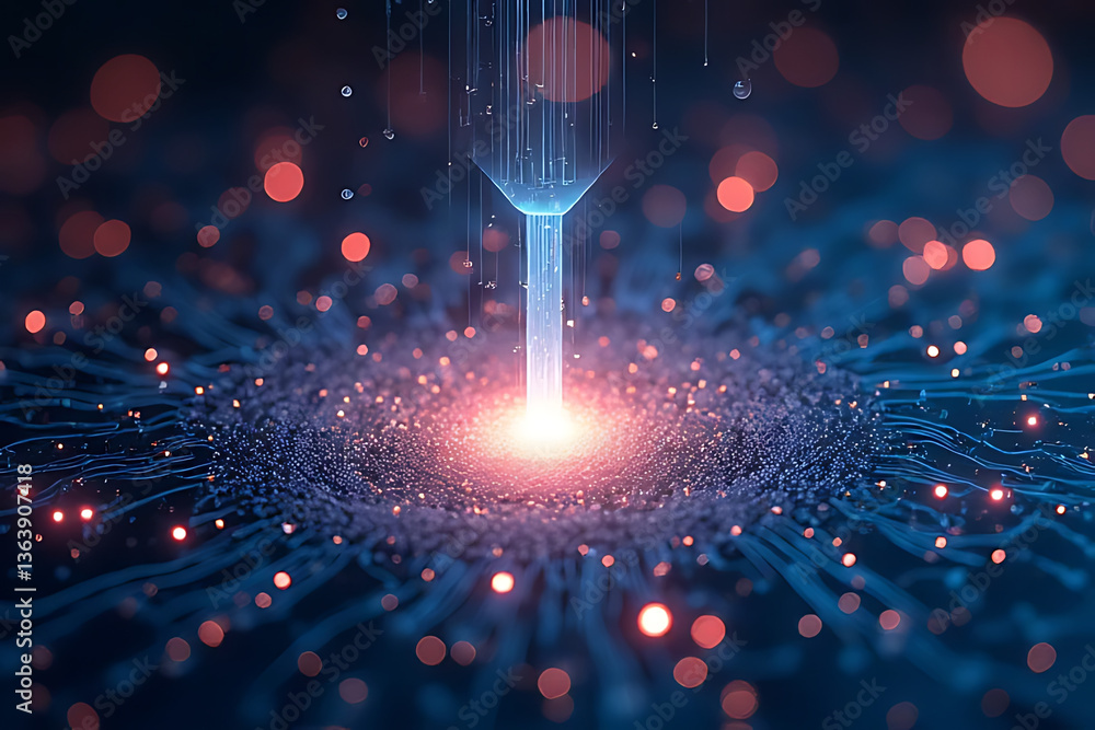 Poster dynamic energy burst in quantum technology digital realm visual art abstract environment