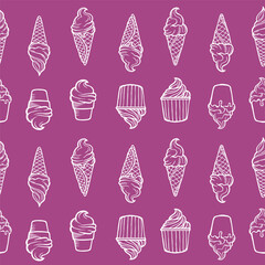ice cream seamless pattern background .Vector illustration in a doodle style