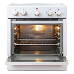 closeup of electric oven on white background