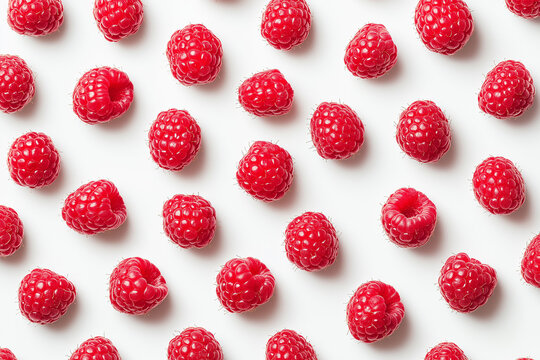 Raspberry Pattern on White Background..