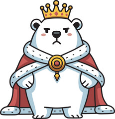 King emperor polar bear cartoon illustration