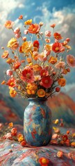 Mobile phone wallpaper Violent Sunflower Resurrection_AI Pigment Archaeology_Unfinished Canvas Revelation_AI Generated