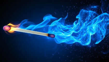 Burning Match with Blue Fire, and Abstract.