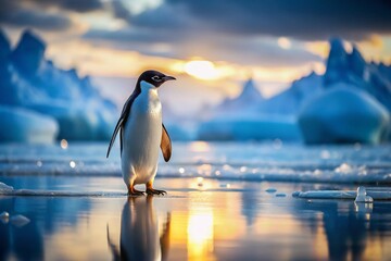 Fototapeta premium Adorable Penguin on Pristine Antarctic Ice - Wildlife Photography