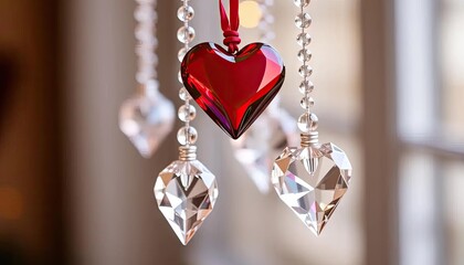 Red heart pendant with crystal accents