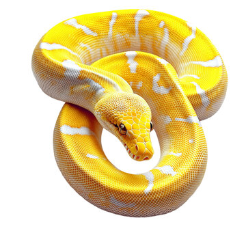 Majestic Yellow and White Python Illustration, Isolated on Transparent Background