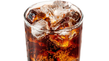 Chilled Soda: A refreshing glass of ice-cold cola with condensation, sparkling and bubbly, inviting refreshment and the cool sensation.