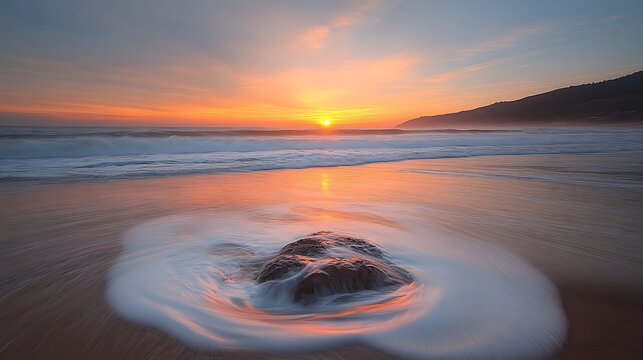 Sunset Ocean Rock for Coastal Calm.