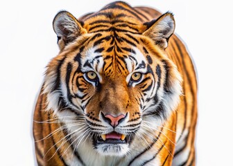 Fototapeta premium Aggressive Bengal Tiger Cutout - Wildlife Predator Stock Photo