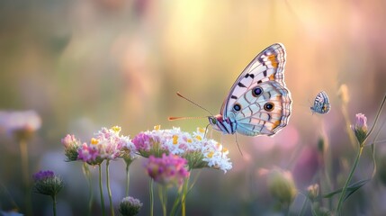 Naklejka premium Butterfly & Cosmos