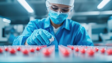 Innovative product packaging solutions in pharmaceutical manufacturing cleanroom environment detailed process view