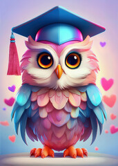 Naklejka premium buhos, graduado, graduacion, kinder, primaria, colegio, ave, dibujos animados, animal, ilustración, vector, cuca, aborto, naturaleza