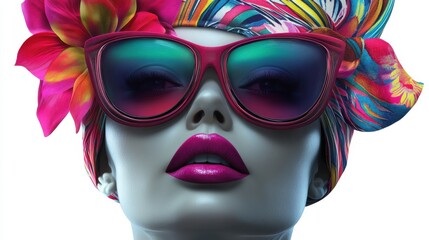 Vibrant Summer Fashion with Sunglasses and Floral Headscarf © Joriah