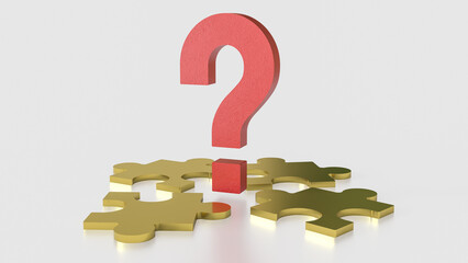 The Red Question mark and jigsaw for creative concept 3d Rendering.