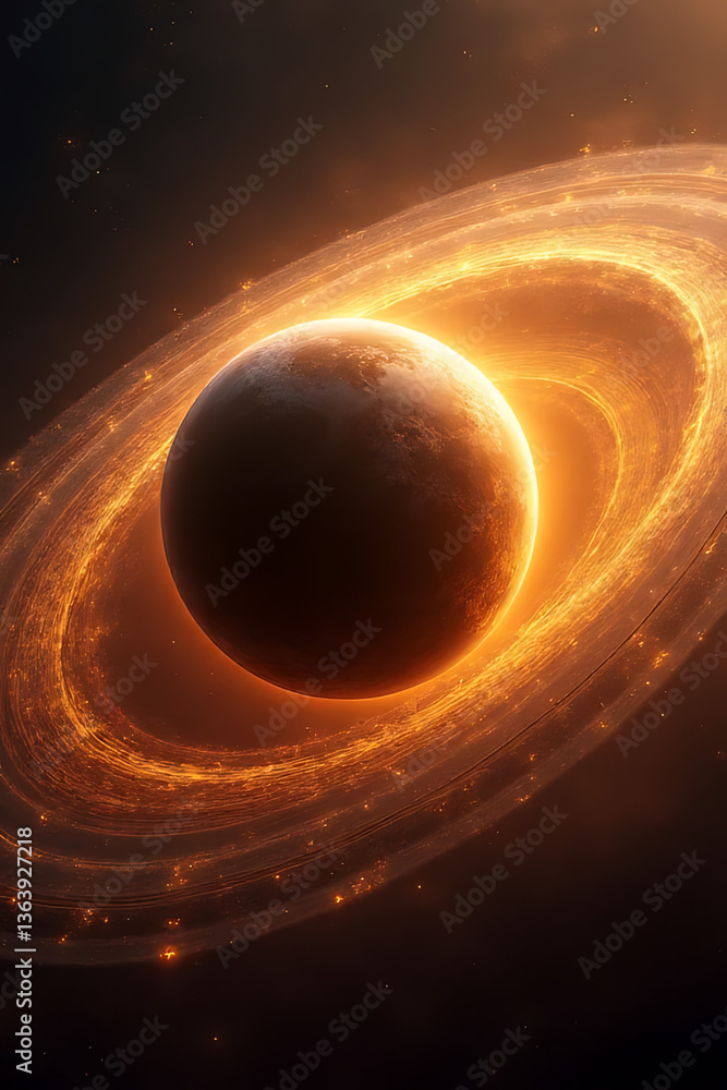 Wall mural exploring cosmic phenomena planetary dynamics outer space digital art celestial viewpoint energy