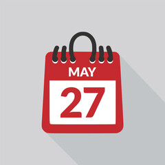 May 27 Calendar icon vector illustration.