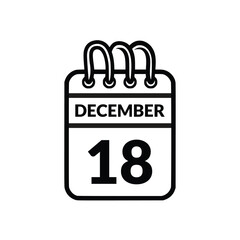 December 18 Calendar icon vector illustration.