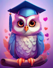Obraz premium buhos, graduado, graduacion, kinder, primaria, colegio, ave, dibujos animados, animal, ilustración, vector, cuca, aborto, naturaleza