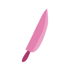 Minimalist vector illustration of a knife in purple and pink. Use it for recipe apps design, food delivery services design, or cooking tutorial graphic design