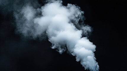 Naklejka premium Dense white smoke plume against black background