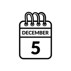 December 5 Calendar icon vector illustration.