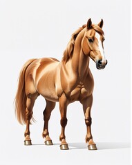 Obraz premium Chestnut horse on plain white background minimalist clean cartoon style illustration