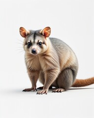Gray possum on plain white background minimalist clean cartoon style illustration