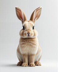 White rabbit on plain white background minimalist clean cartoon style illustration