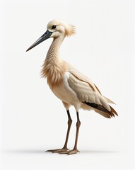 Fototapeta premium White stork on plain white background minimalist clean cartoon style illustration
