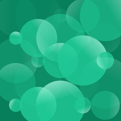 Abstract teal green bokeh circles on a gradient background, graphic design, modern style