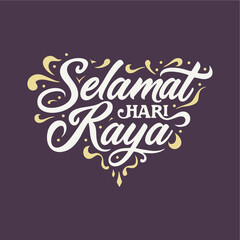 Design with the words Selamat hari raya or happy Eid Mubarak in Indonesian. vector