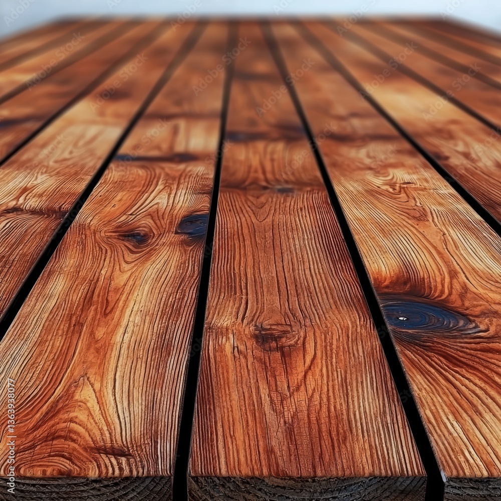 Poster a close-up view of textured wooden planks showcasing rich patterns and warm tones, creating a rustic