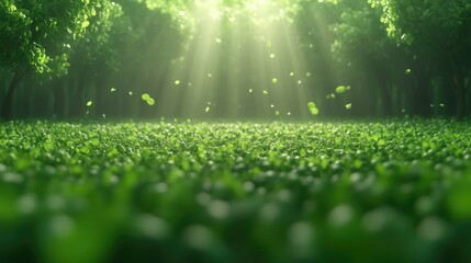 Naklejka premium Lush forest floor bathed in sunlight (2)