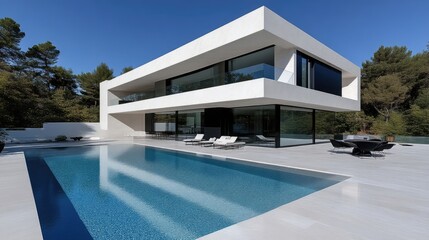 Fototapeta premium Modern villa with pool and terrace