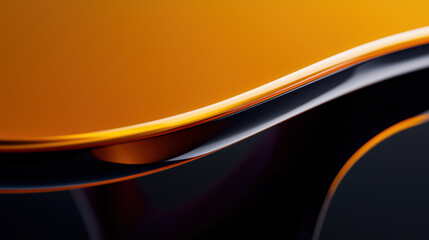 Abstract Smooth Curves and Glossy Surfaces in amber yellow and deep plum against a Black Background, Lighting Enhancing Reflections and Depth for a Futuristic and Innovative Aesthetic, background