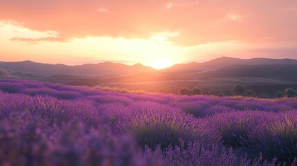 Sunset Lavender Field