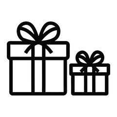 Black Outline Gift Boxes with Ribbons – Minimal Vector Style Presents for Holiday, Birthday, and Event Icons