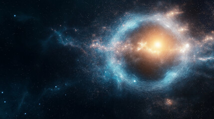 Fototapeta premium Celestial Symphony: A visual ode to the cosmos, featuring a luminous star or celestial body amidst swirls of vibrant nebulae and cosmic dust.