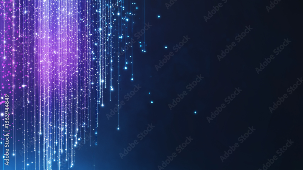 Poster abstract data streams: an artistic depiction of glowing, streaming data particles, flowing across a 